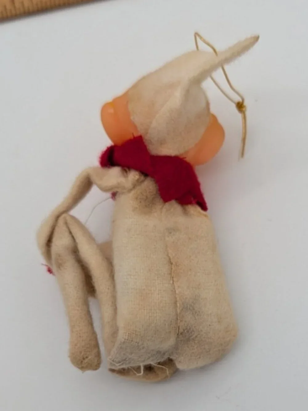 Vintage Japan Pixie Elf Knee Hugger Felt Ornament Christmas MCM 4.5